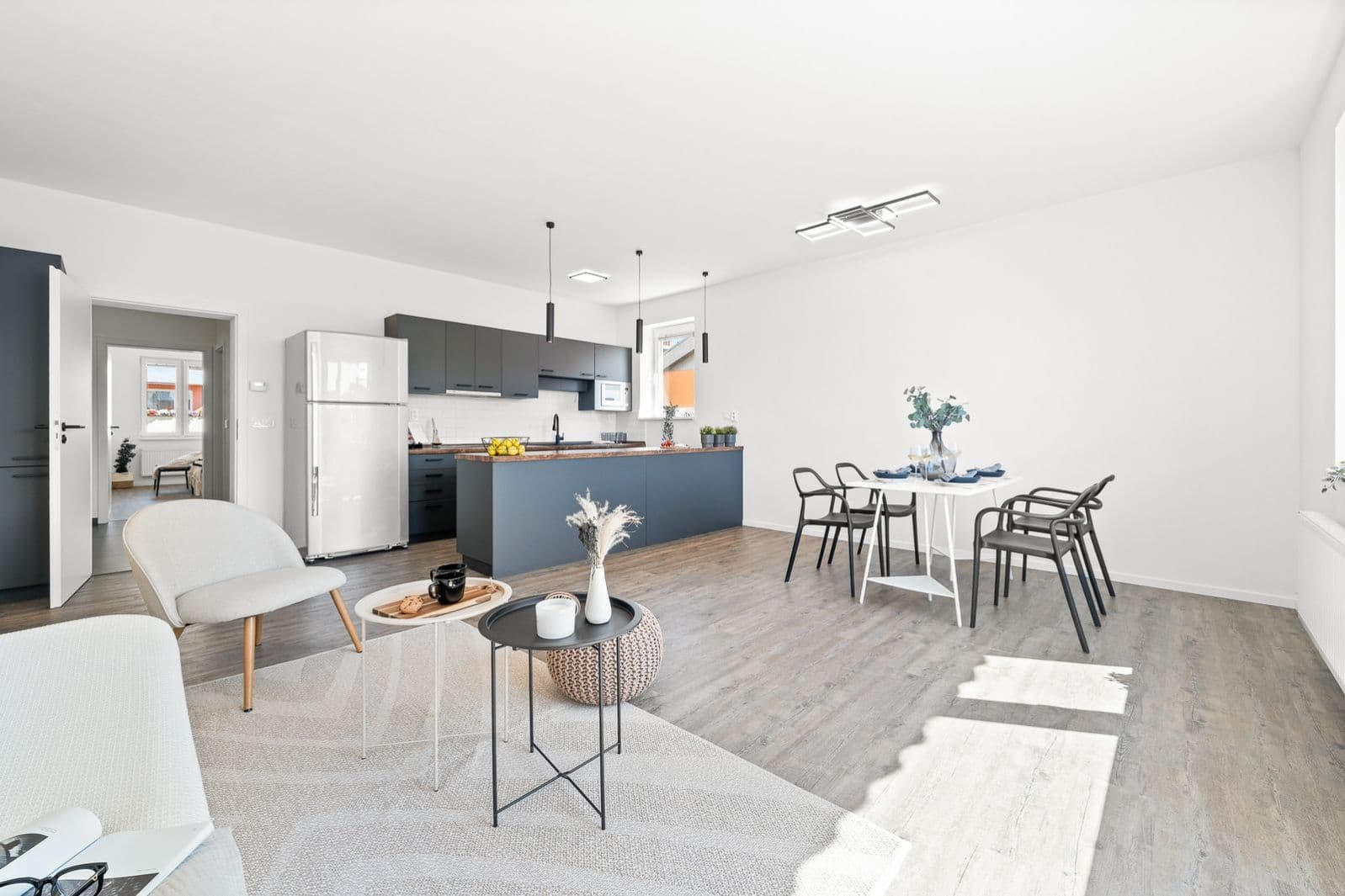 PRODÁNO – Moderní a prostorný byt 3+kk, 102 m², terasa, 2 balkony, garáž, sklep, ul. Ke Statku, Brno – Medlánky